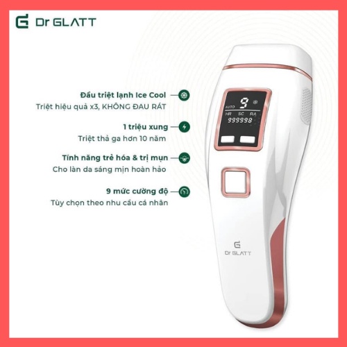 Máy triệt lông cá nhân mini tại nhà đầu lạnh triệt cho bikini body mặt vĩnh viễn Dr Glatt Ipl Pro (Giá rẻ)