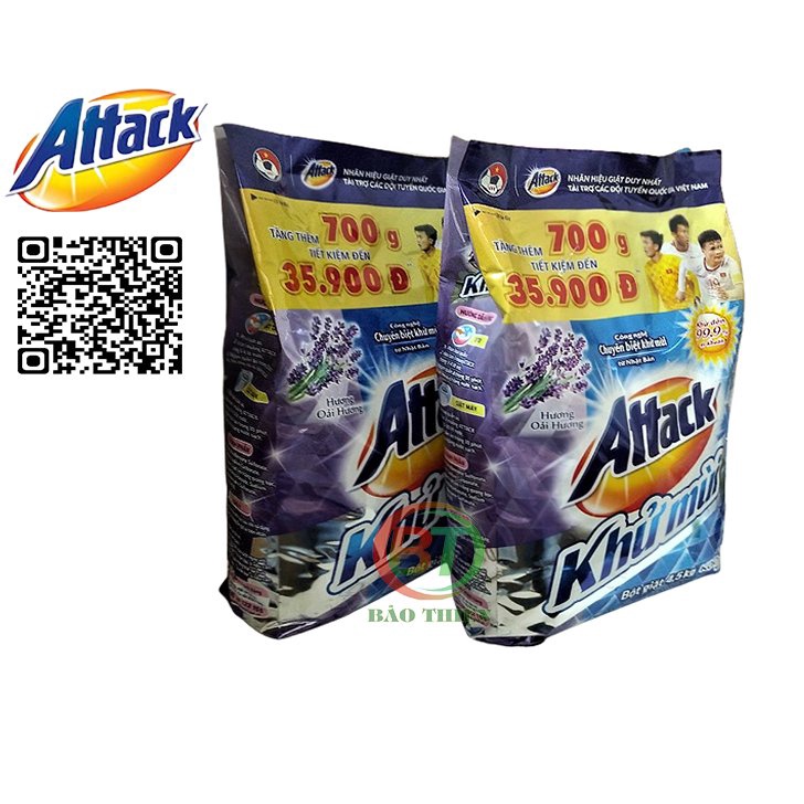 Bột giặt khử mùi diệt khuẩn Attack Nhật Bản gói 4.5kg
