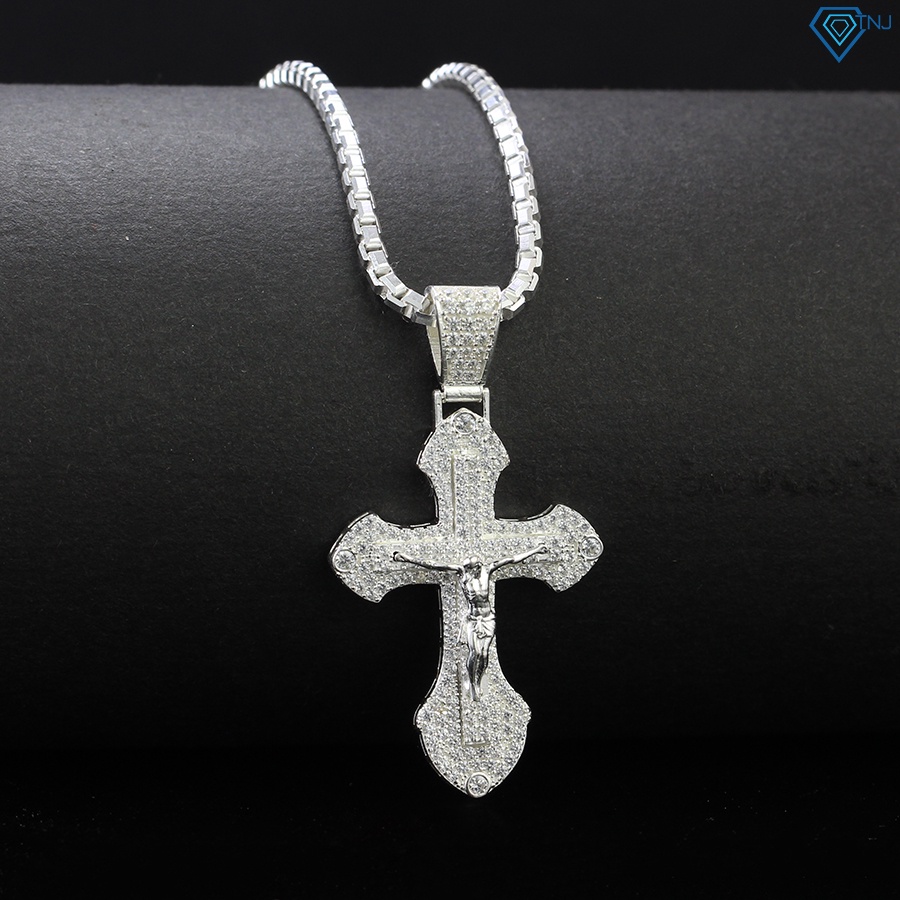 Vòng cổ nam bạc thật mặt thánh giá đính đá sang trọng DCA0078 - Trang sức TNJ