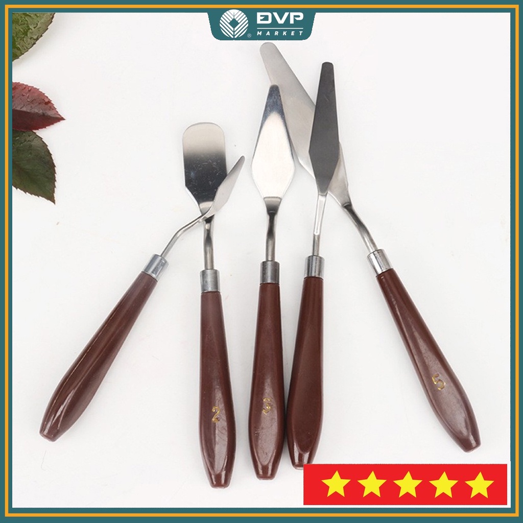 Bộ 5 dao chà láng bánh sinh nhật, bánh gato cán gỗ - Đại Vạn Phát