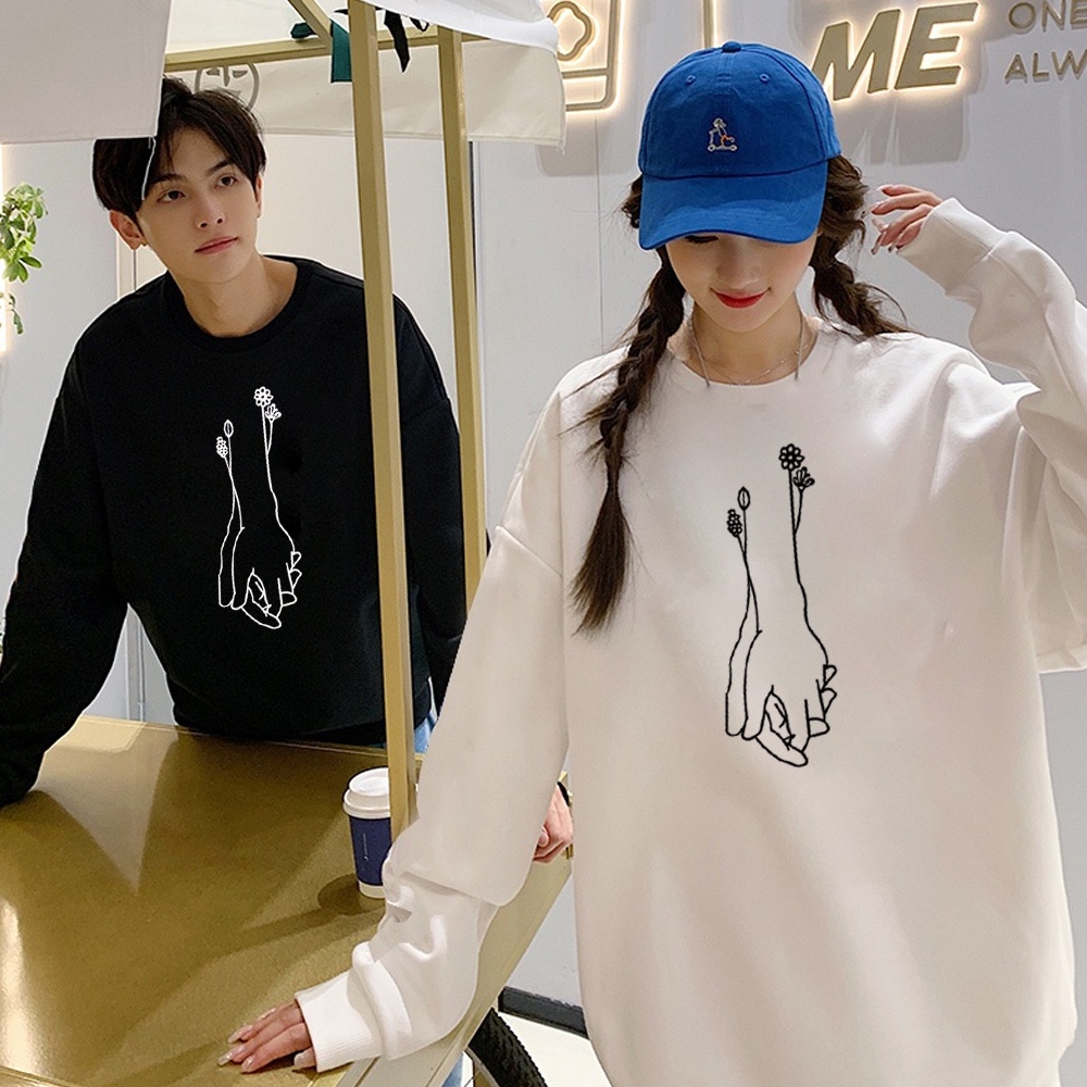 Áo nỉ nam nữ sweter , chất nỉ bông ấm in hình bàn tay tình yêu