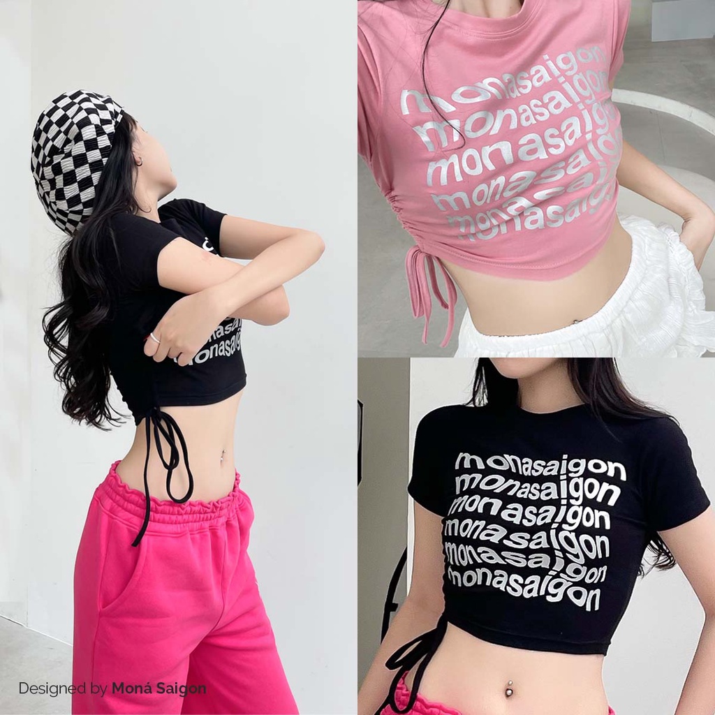 Áo croptop ôm rút dây MONÁ - AKI | BigBuy360 - bigbuy360.vn