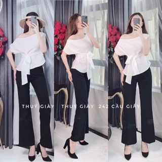 Áo lệch vai buộc nơ 2 màu
