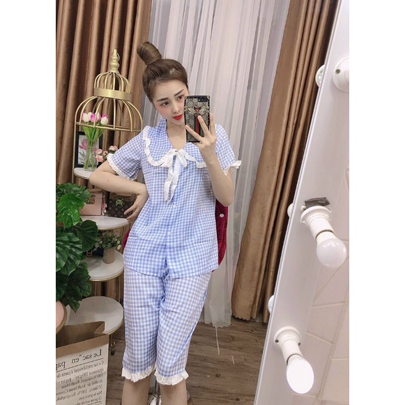 đồ bộ tiểu thư mặc nhà dạo phố   Chất thun poly