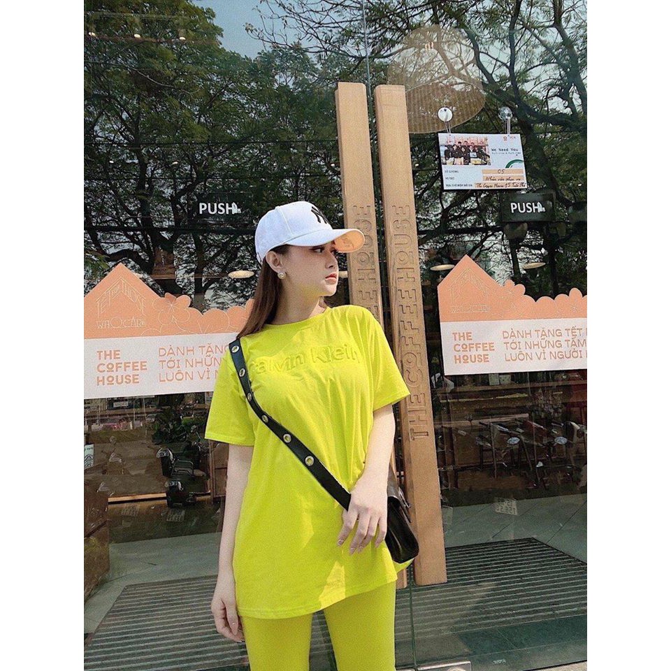 Bộ Thun Nữ Chữ Dập Nổi Chất Cotton Cao Cấp, Bộ Phông Chữ Dập Nổi