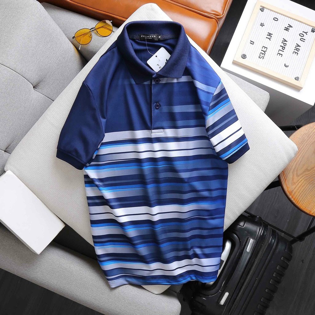 [Size lớn 90kg] Áo thun nam cổ bẻ phối màu PEGASUS301 2M - Chất liệu cotton poly mịn, mát - Form suông basic thoải mái