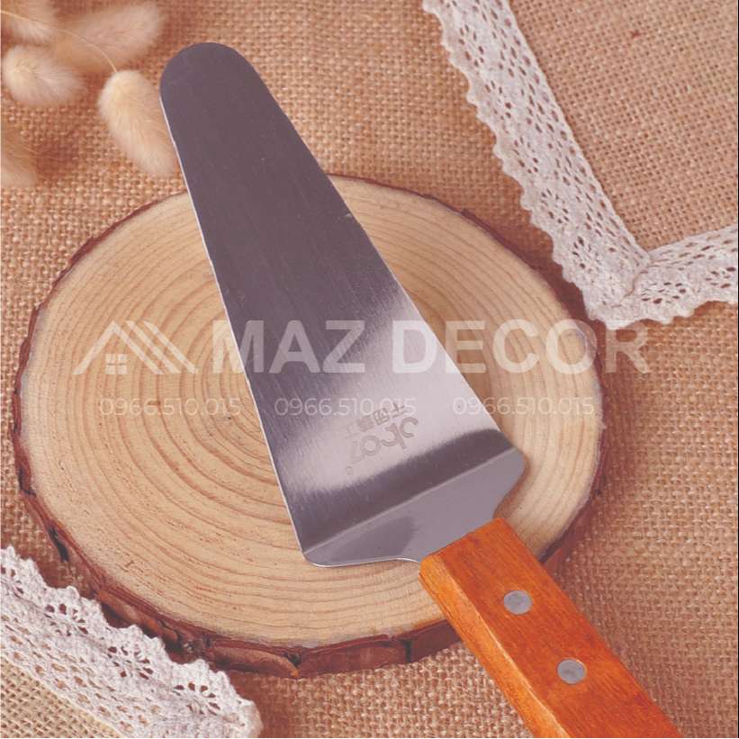Xẻng Xúc Bánh Pizza Bằng Thép Không Gỉ Cán Gỗ - Xẻng Xúc Pizza - Xúc Bánh Tam Giác- Xúc Bánh Gato