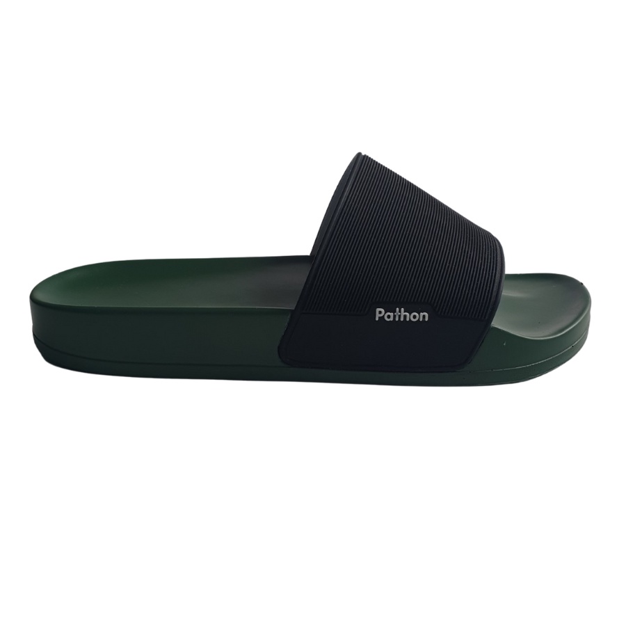 Dép nam nữ quai ngang slipper Pathon quai PVC và đế PU xanh quai đen Mẫu SD63