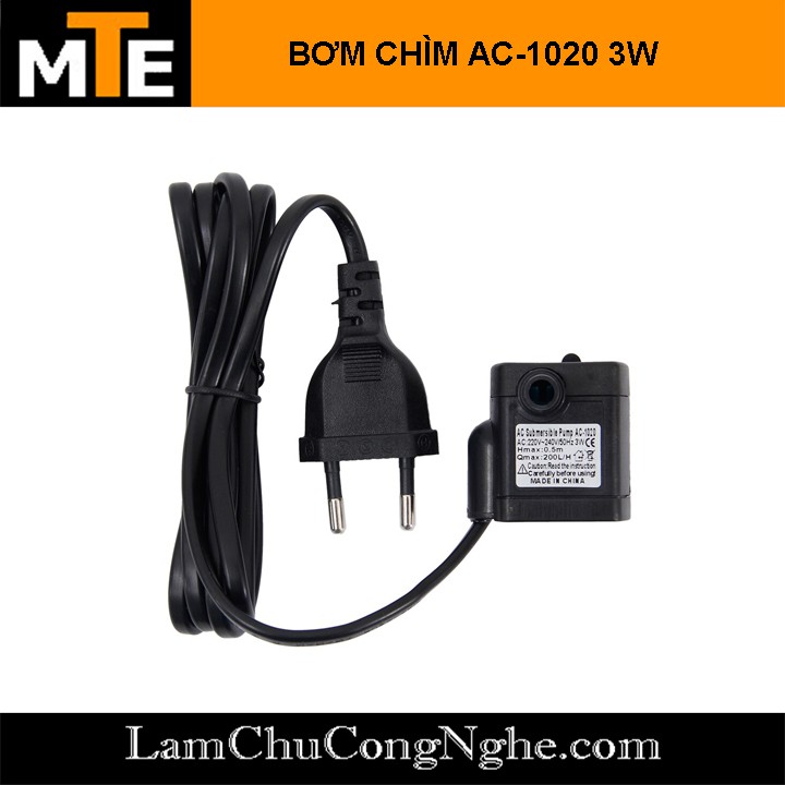 Bơm chìm mini 3W 200L/H bơm tiểu cảnh, bể cá, điều hòa nước 5.5-12-220V 1020