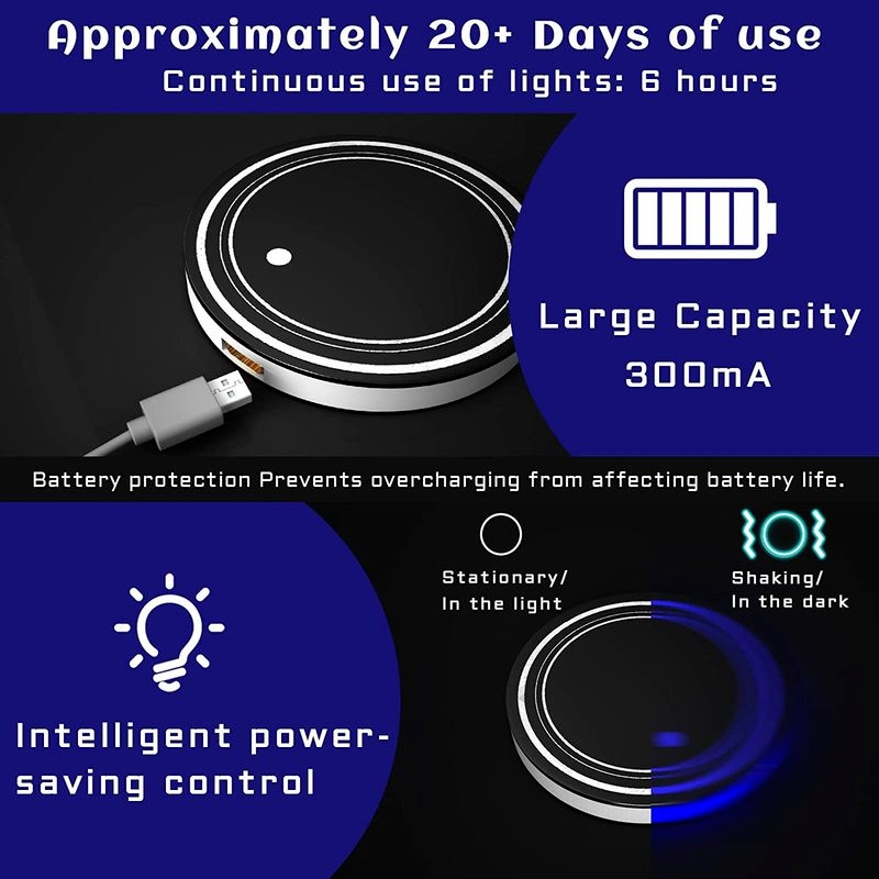 Giá Đỡ Cốc Phát Sáng Có Đèn Led 7 Màu Sạc USB Cho Xe Hơi