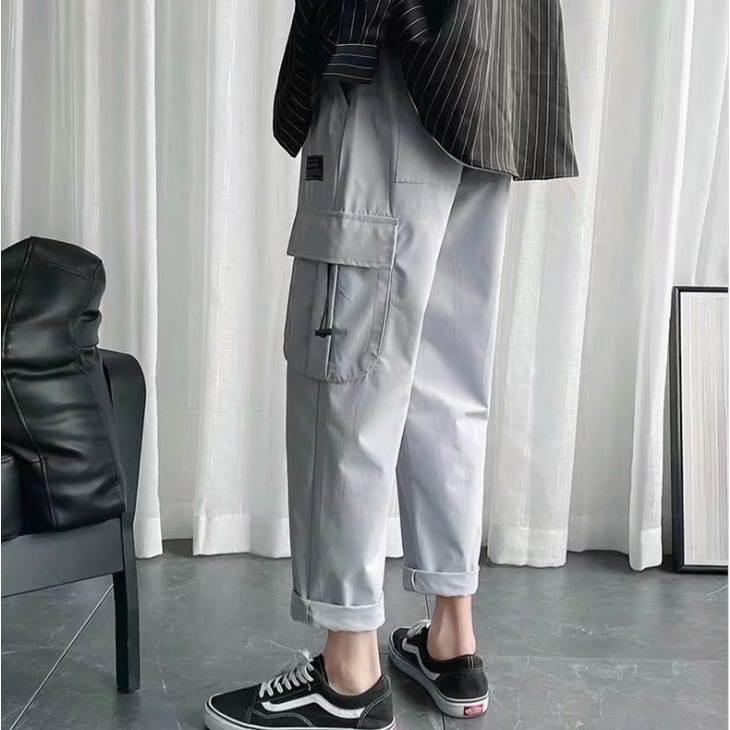 quần jogger nam thời trang quần túi hộp phong cách Hàn Quốc from rộng quần thể thao nam dàifrom rộng unisex quần dài nam thể thao