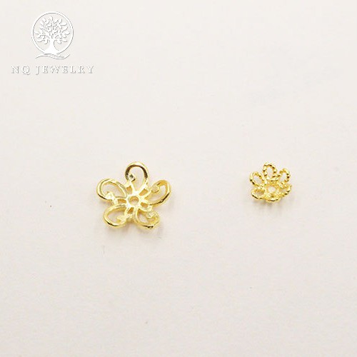 Charm bạc chụp hạt, bọc hạt họa tiết hoa - NQ Jewelry