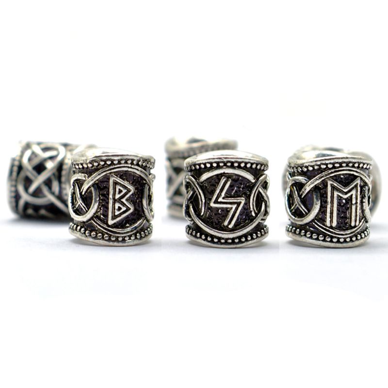 Bộ 24 Hạt Kim Loại Bạc Tự Làm Vòng Đeo Tay / Râu / Tóc Kiểu Vintage Cá Tính