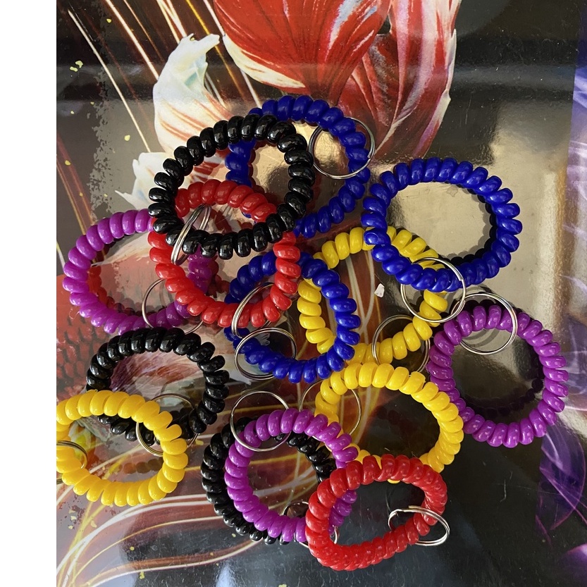 Khoen móc khóa kèm vòng lò xo nhựa