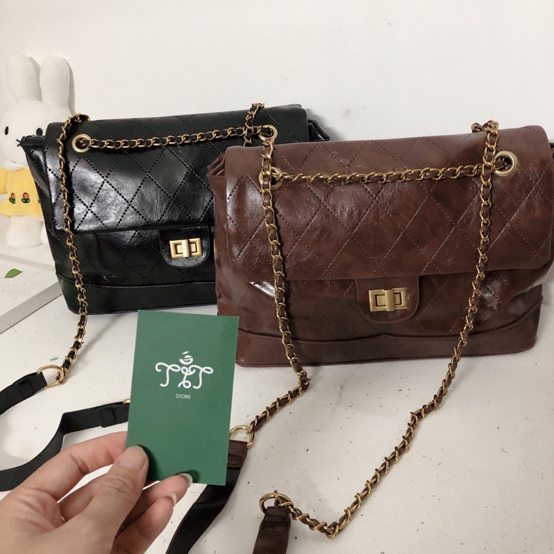 Túi da Pu ô trám công sở đeo vai đeo chéo siêu sang (hình thật)