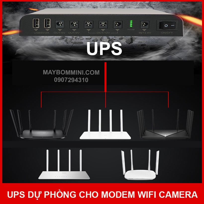 UPS dự phòng modem wifi camera 5V 9V 12V 24000mAh