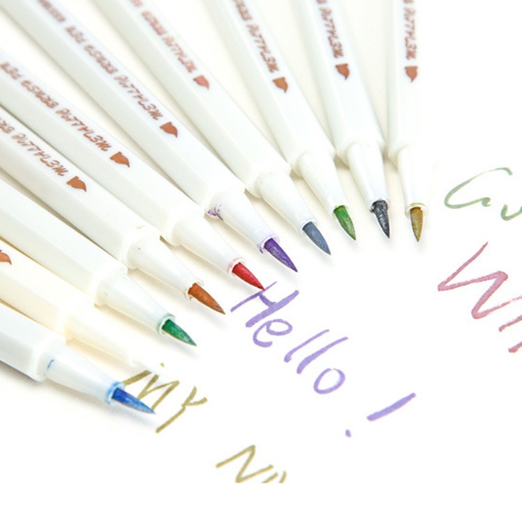 Bút brush pen soft calligraphy giá rẻ mực nhũ màu chất lượng cao viết và vẽ sắc nét. MS: STA6551