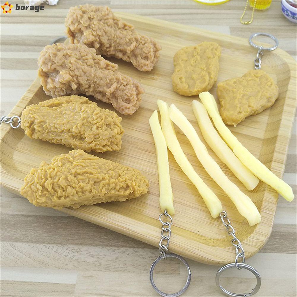 Móc khóa hình đùi gà/ khoai tây chiên dễ thương đáng yêu