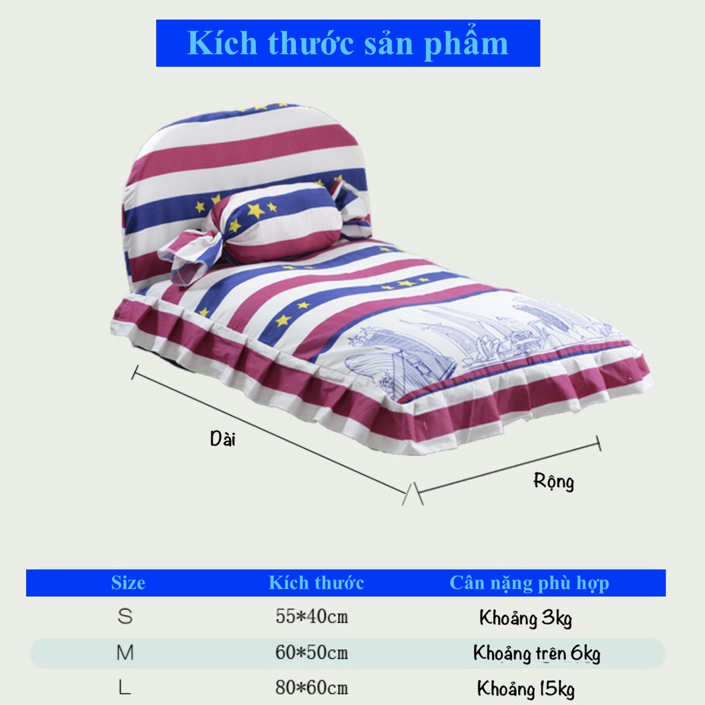 Giường nệm cho chó mèo tặng gối kèm theo, Hàng Cao Cấp Nhập Khẩu