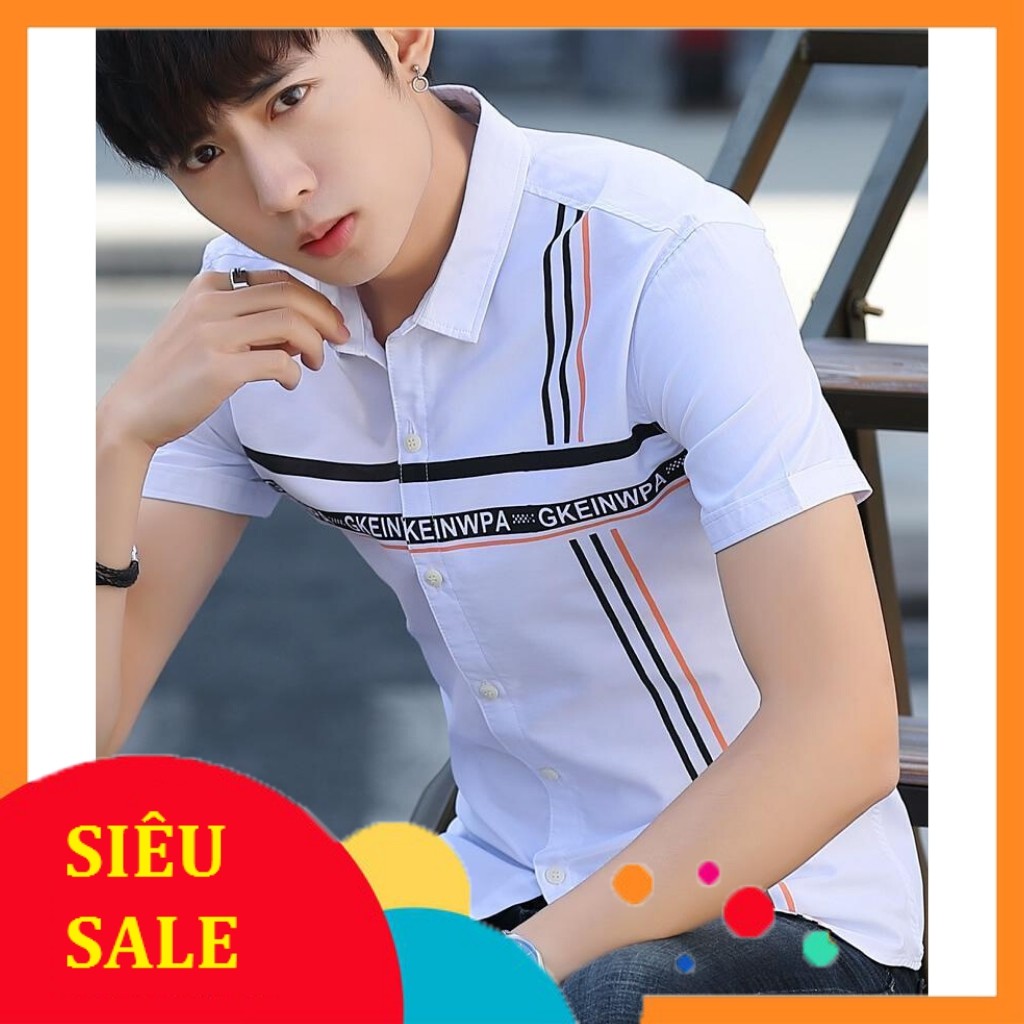Áo Sơ Mi Nam Ngắn Tay Phối Sọc Ngang Dọc Mới 💖Freeship💖 Thời Trang Mixupshop Chất Vải Đẹp