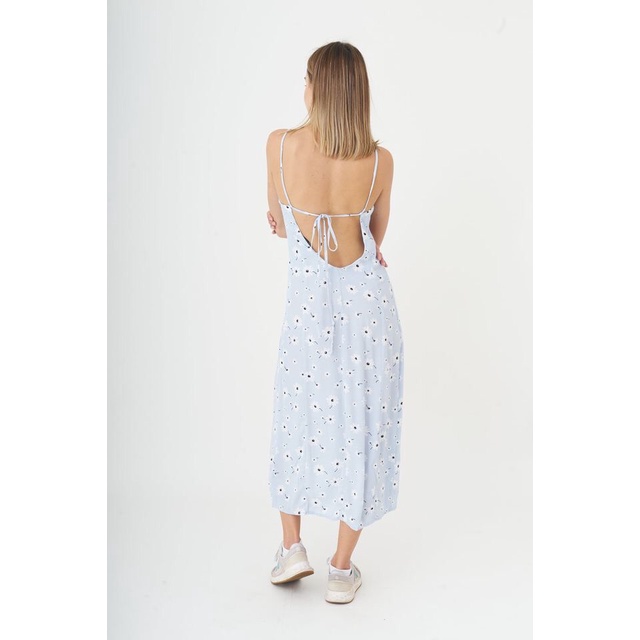 Đầm hai dây hoa dáng midi xẻ hông F 2 1 xuất khẩu - Hàng dư xịn