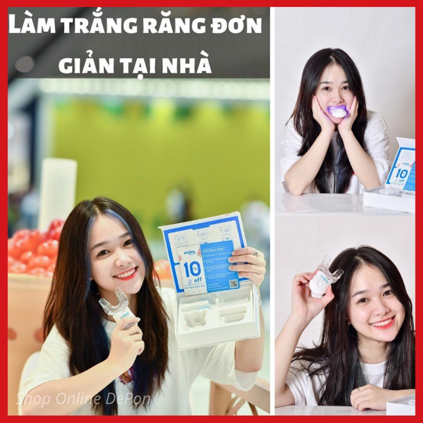 [2 QUÀ]Bộ Kít Tẩy Trắng Răng Smilee Làm Trắng Răng Tại Nhà Bằng Máy Tra Gel Smilee Sau 7 NGày Giá Sĩ