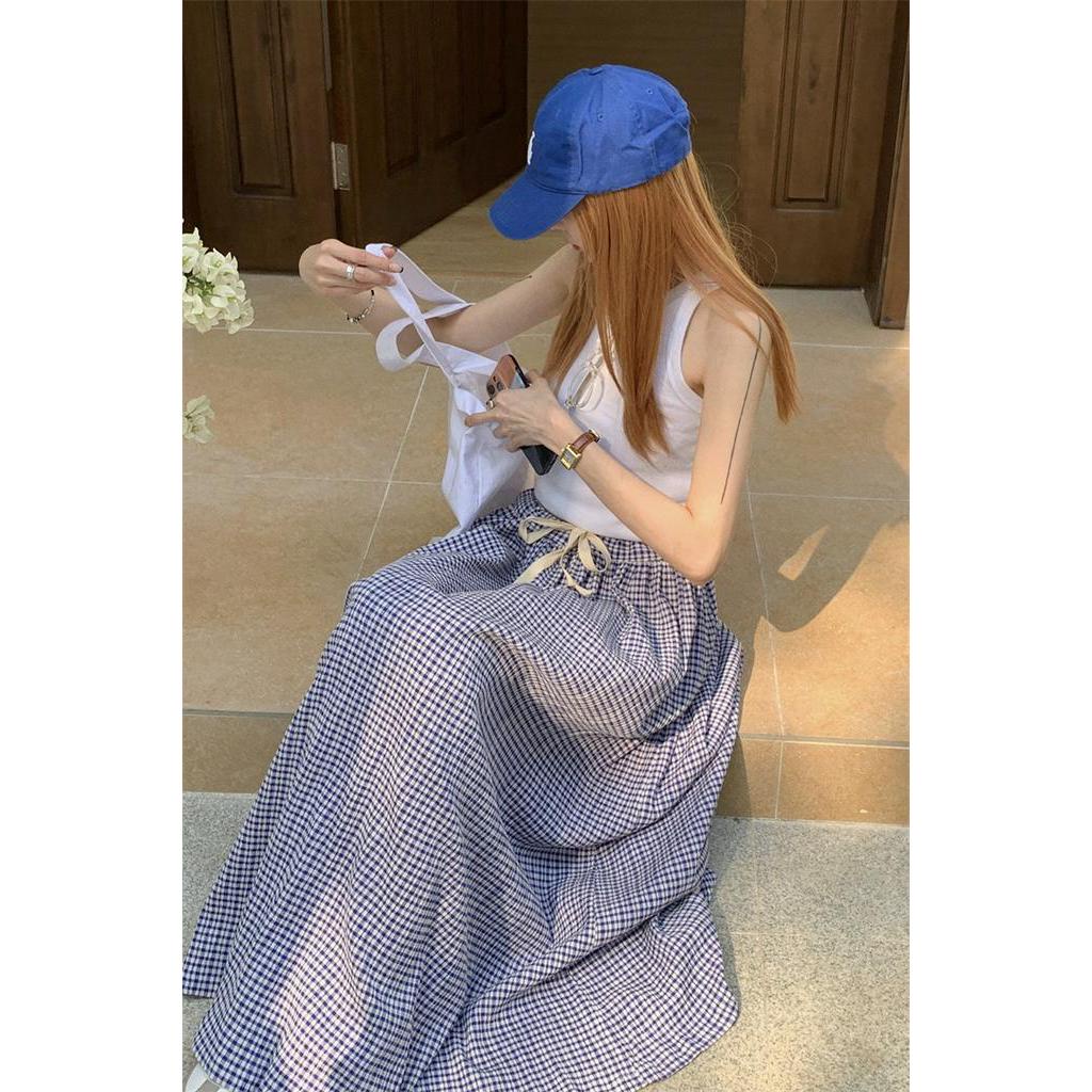 Chân Váy Sọc Ca Rô Dáng Dài Rộng Thời Trang Sành Điệu 61715