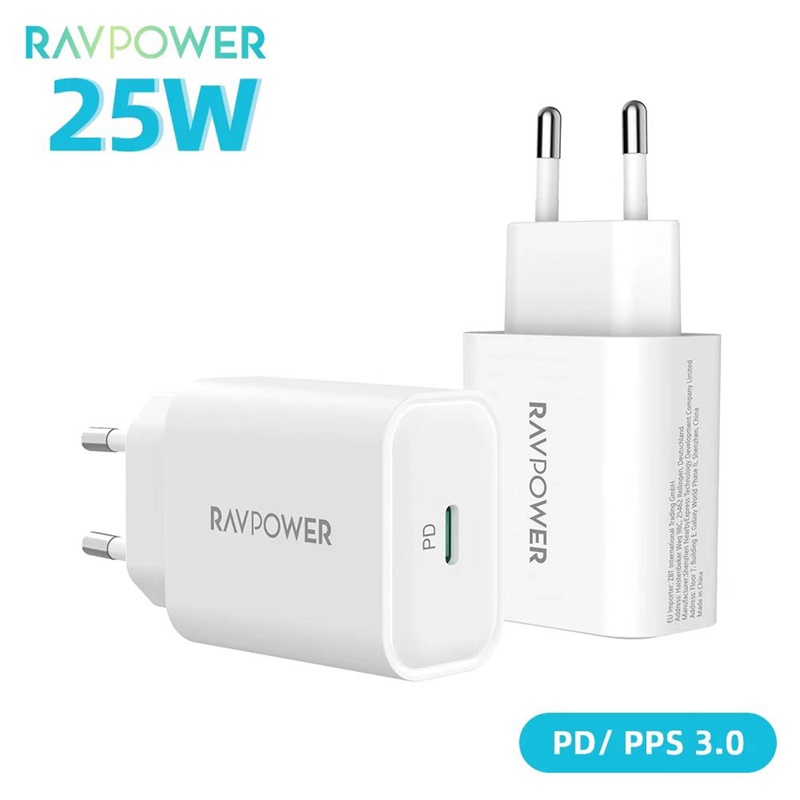 【 Chính Hãng 】Đầu sạc nhanh du lịch Ravpower PD25W Giao diện Type-c phù hợp với sạc nhanh Apple Samsung Huawei