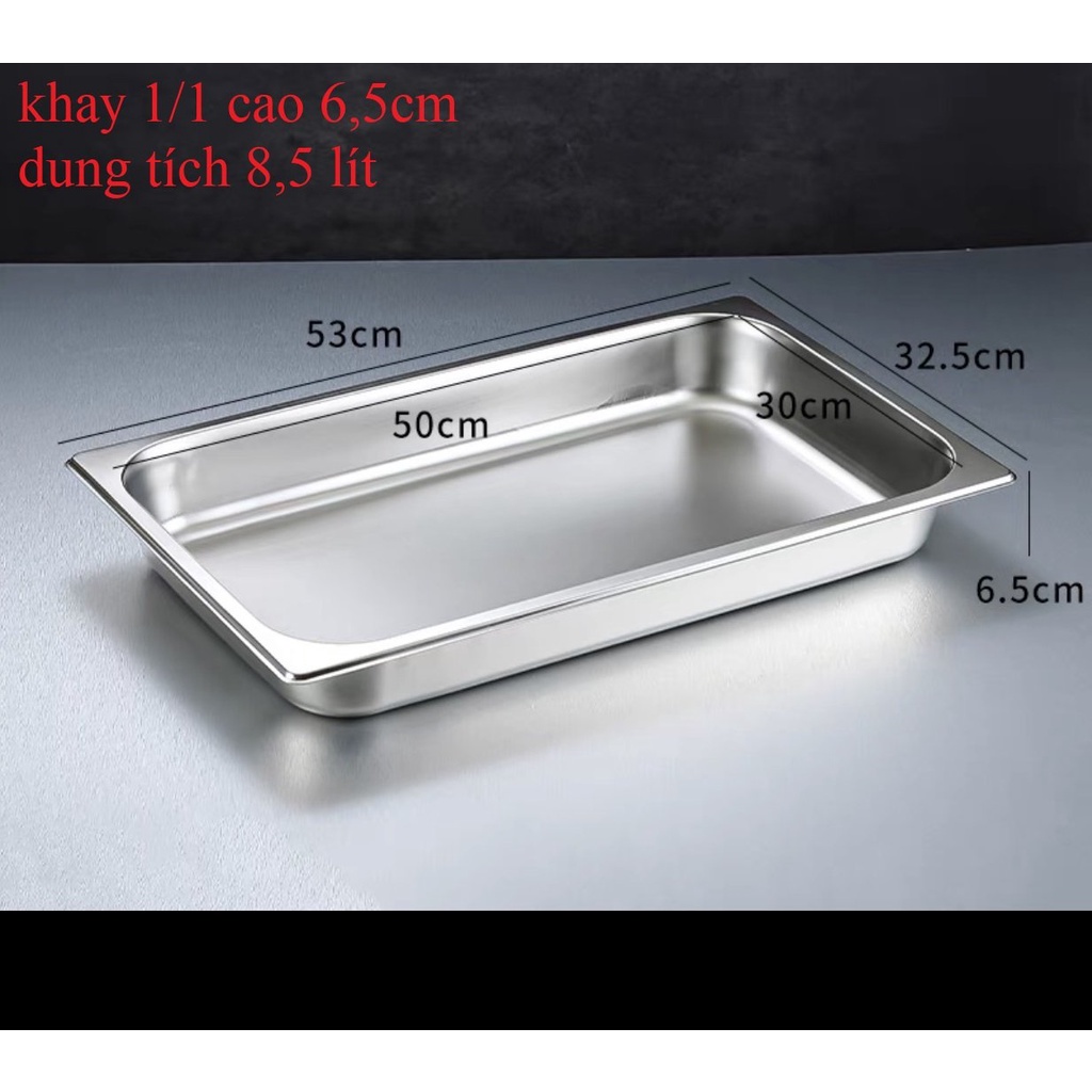Khay inox 304 đựng thực phẩm , khay đựng topping 1/1, khay đựng thạch, khay đựng trà sữa