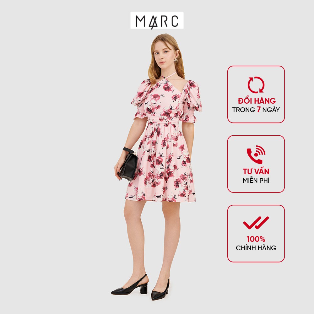 Đầm nữ cổ yếm tay nhấn smocking - MARC FASHION