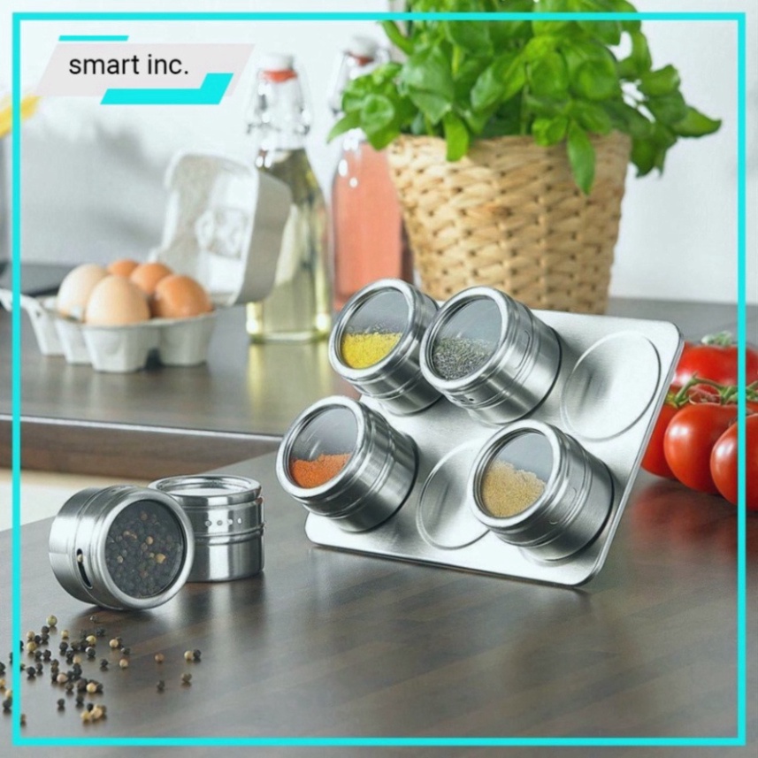 Lọ Đựng Gia Vị Hũ Đựng Gia Vị Tiêu Đường Inox Có Nam Châm Treo Dán Tường