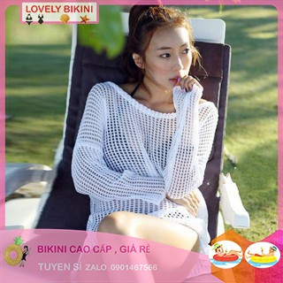 Set Bộ Đồ Quần Áo Tập Bơi Đi Tắm Biển Nữ Bikini Áo khoác lưới đi biển ( kèm hình thật)