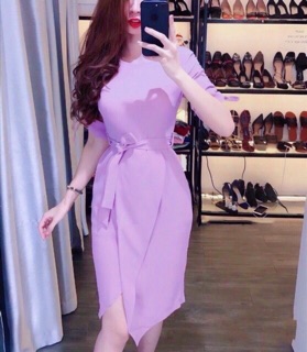 Đầm tím body tay rút