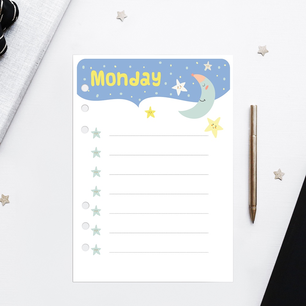 Ruột giấy sổ còng SELF PLANNER lập kế hoạch hàng ngày in màu và line art tự sáng tạo (không kèm còng)