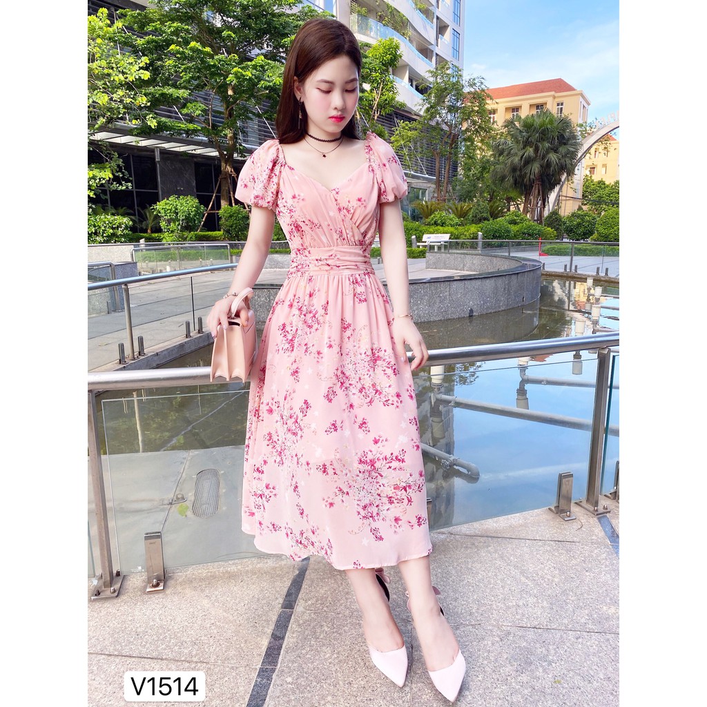 váy maxi hoa hồng nhí siêu đẹp thiết kế cao cấp