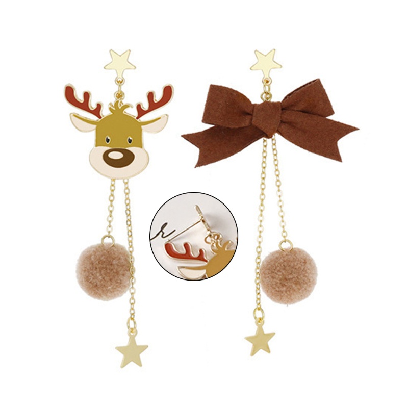 Cặp Bông Tai Tuần Lộc Giáng Sinh Dễ Thương Cho Nữ