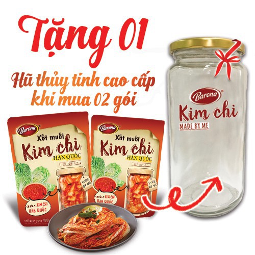 Xốt muối kim chi hàn quốc barona 2 gói x 180g tặng hũ thủy tinh cao cấp - ảnh sản phẩm 2