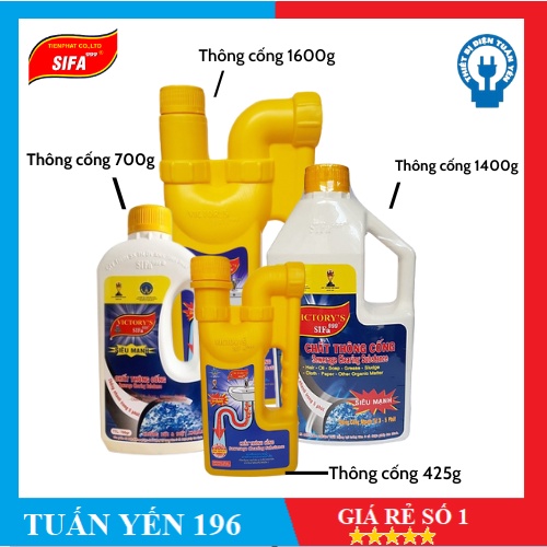 Chất thông cống Victory's Sifa999 thông bồn cầu cực mạnh và tiện dụng 425ml / 700ml / 1400g / 1600g cao cấp-Tuấn Yến