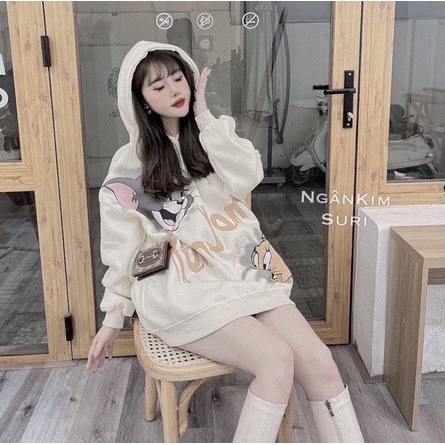 [Giá Sỉ] Áo nỉ hoodie In hình mèo và chuột dễ thương 283 áo nỉ bông unisex nam nữ