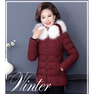 [ Follow giảm 20K ] Áo phao trung niên cho mẹ hàng cao cấp QC-Tháo được mũ lông