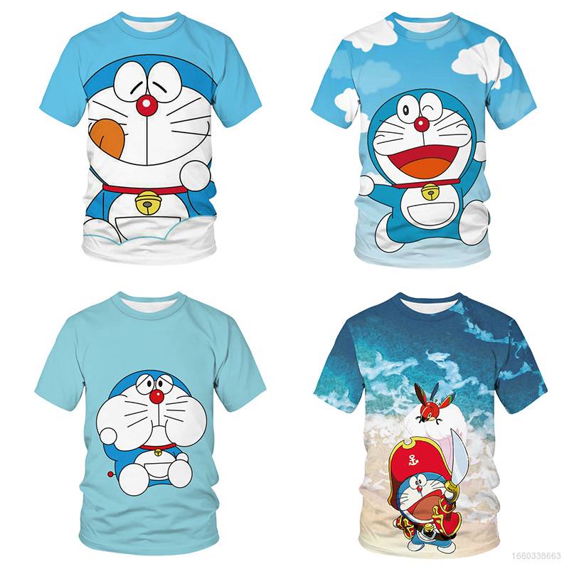 Áo Thun Tay Ngắn Dáng Rộng Họa Tiết Doraemon Phong Cách Thể Thao Thời Trang Cho Nam Và Nữ