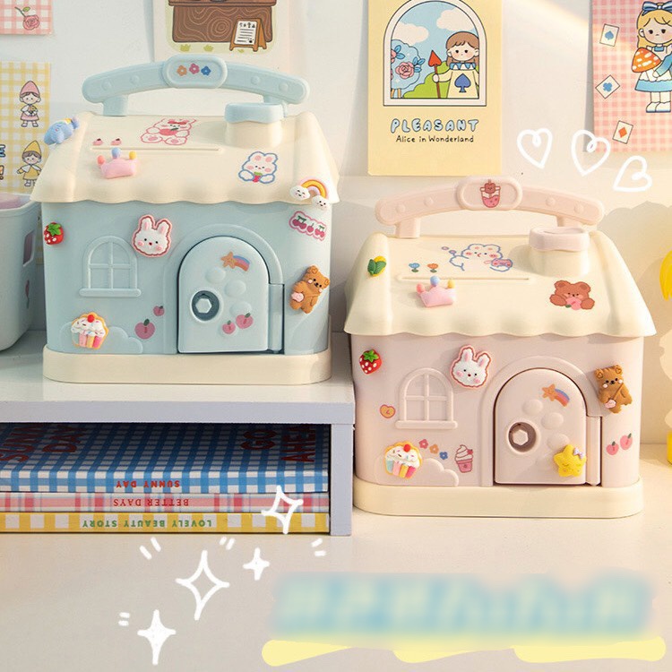 Ống tiết kiệm hình ngôi nhà tặng kèm sticker
