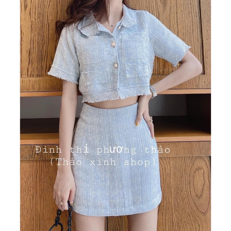 SET BỐ ÁO CROPTOP CHÂN VÁY 3 MÀU