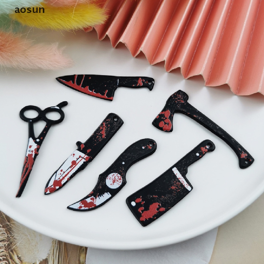 Aosun Set 10 Mặt Dây Chuyền Thủ Công Hình Dao Máu Phong Cách Gothic Trang Trí Xe Hơi / Vòng Tay / Điện Thoại