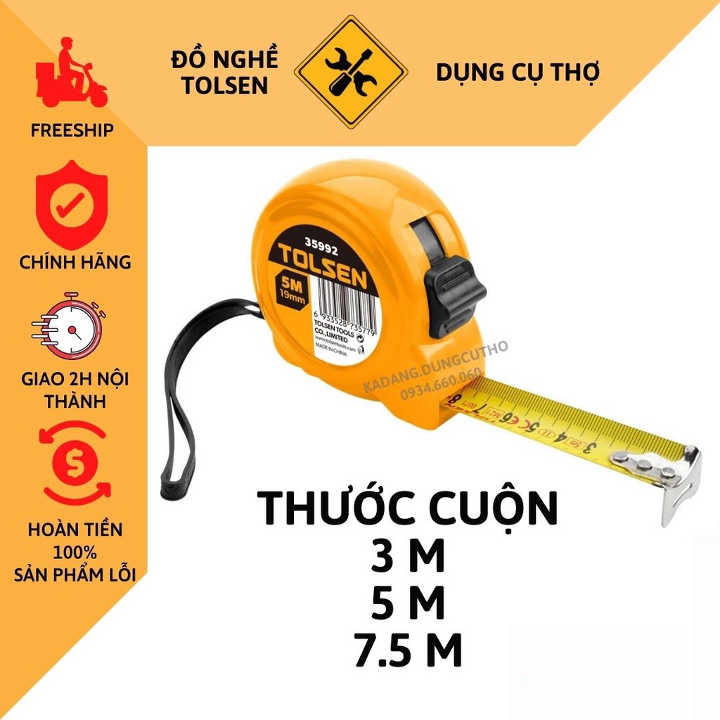 Thước cuộn, thước rút hệ mét 3m, 5m, 7.5m tolsen 35991/ 35992/ 35994