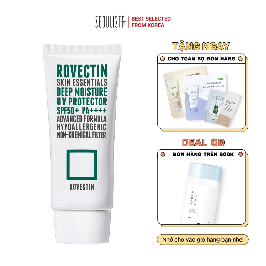 Kem chống nắng vật lý cấp ẩm ROVECTIN Skin Essentials Deep Moisture UV Protector SPF 50+ PA++++