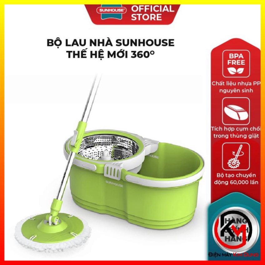 Bộ Lau Nhà Xoay 360 Độ SUNHOUSE KS-CL260PG Màu Xanh Lá