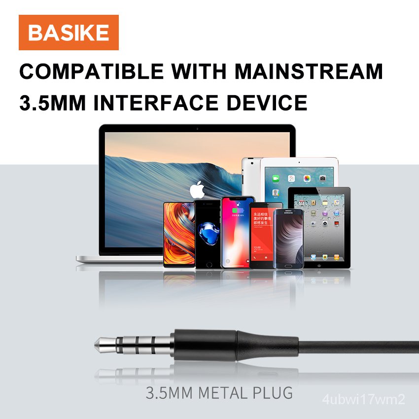 BASIKE Tai nghe trong tai có mic và khử tiếng ồn Tai nghe rõ ràng âm trầm cho điện thoại Iphone 3.5MM Android Huawei Xia