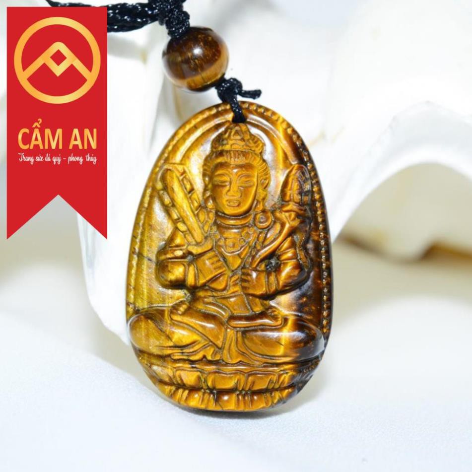 Mặt Phật Bản Mệnh đá tự n.hiên M.ắt h.ổ dành cho người mệnh Thổ - Kim (tặng kèm dây đeo cổ)