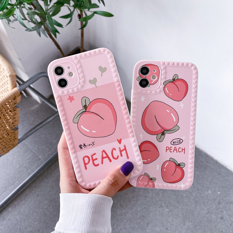 Ốp điện thoại họa tiết trái đào màu hồng dễ thương thích hợp cho Oppo A57 A39 A59 F1S A83 R15X R11 R11S R15 R17